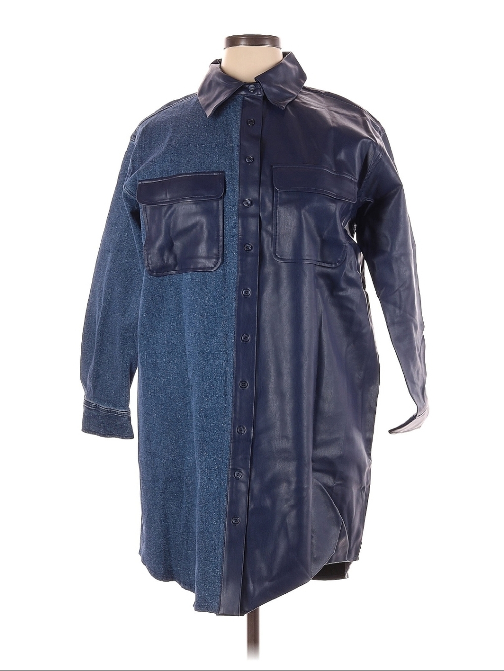 Eloquii Navy Two-Tone Shirt Dress